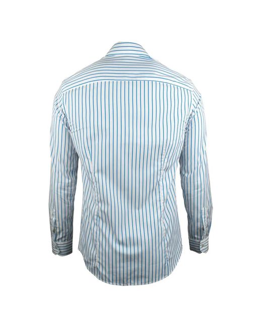 Moorer Blue Striped Buttoned Shirt for men