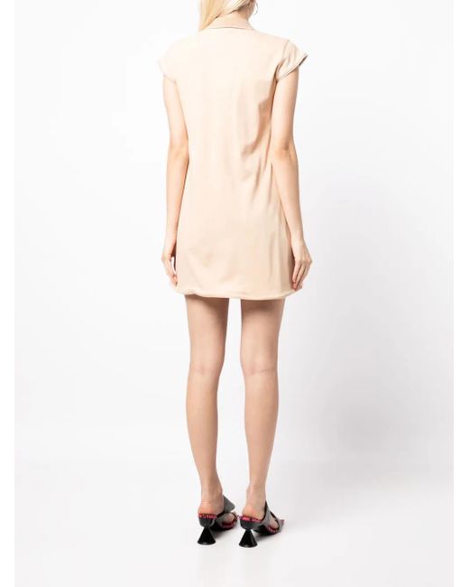 we11done Natural Contrasting-Trim Flared Cotton Dress