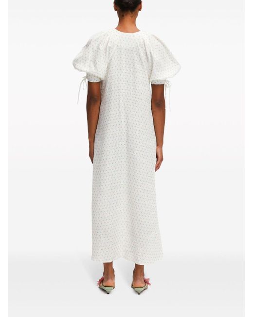 Sleeper White Garden Linen Maxi Dress