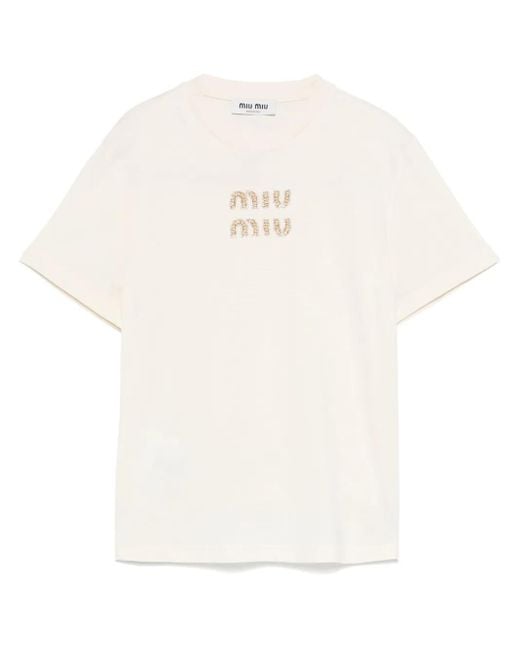 Miu Miu Katoenen T-Shirt in het White