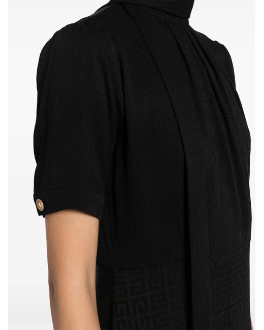 Givenchy Black 4G-Jacquard Silk Midi Dress