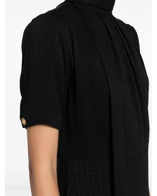 Givenchy Black 4G-Jacquard Silk Midi Dress