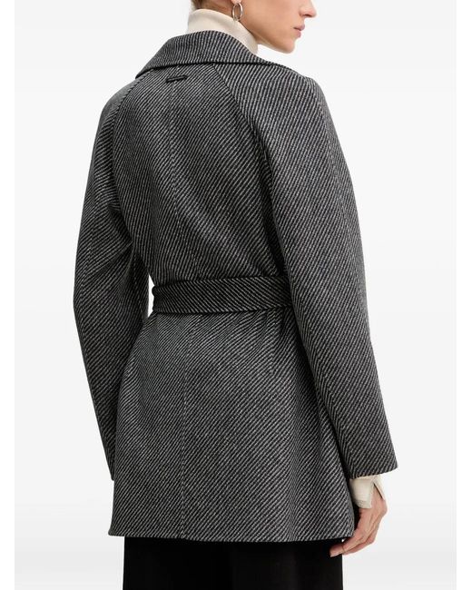 ARMANI EXCHANGE Gray Caban Herringbone Belted Coat