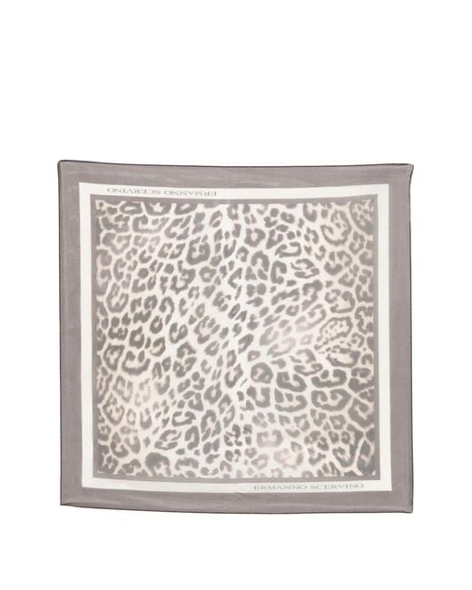 Ermanno Scervino White Animal-Print Scarf