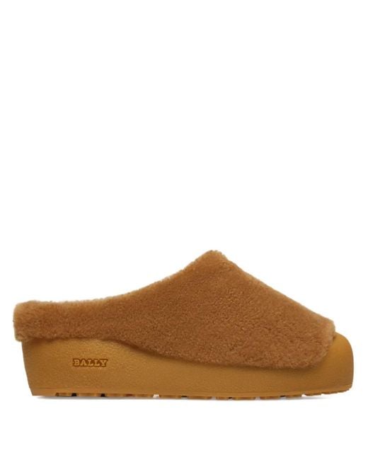 Bally Brown Crans Shearling Slippers for men