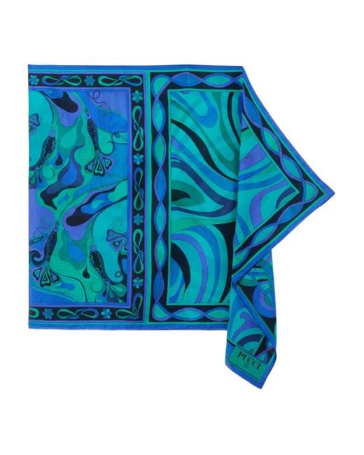 Emilio Pucci Blue Printed Silk Sarong