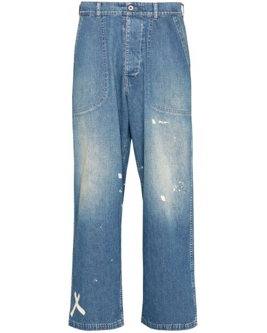Maison Margiela Jeans Met Verfspatten in het Blue