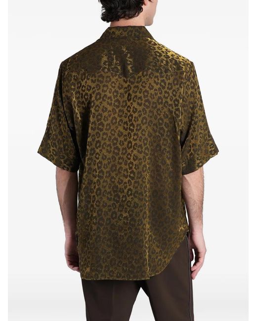 Needles Green Leopard-Print Shirt for men