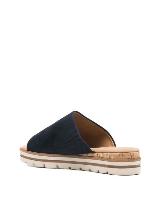 Gabor Blue Platform Mules