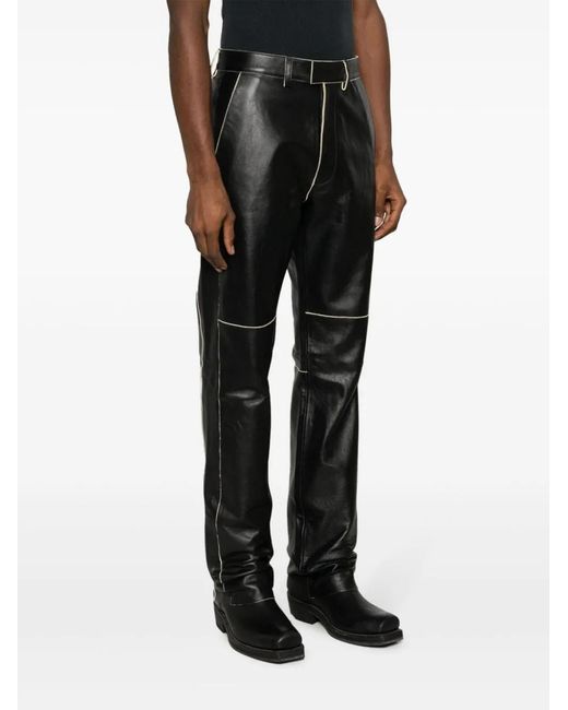 Martine Rose Black Straight-Leg Leather Trousers