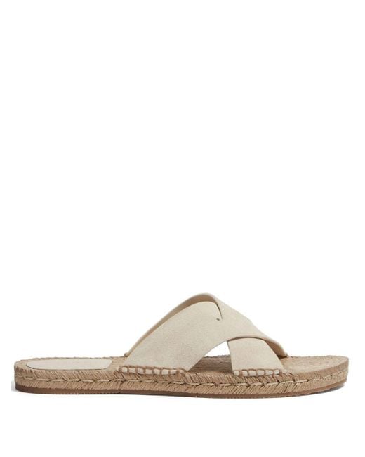 Zegna White Crossover-strap Suede Sandals for men