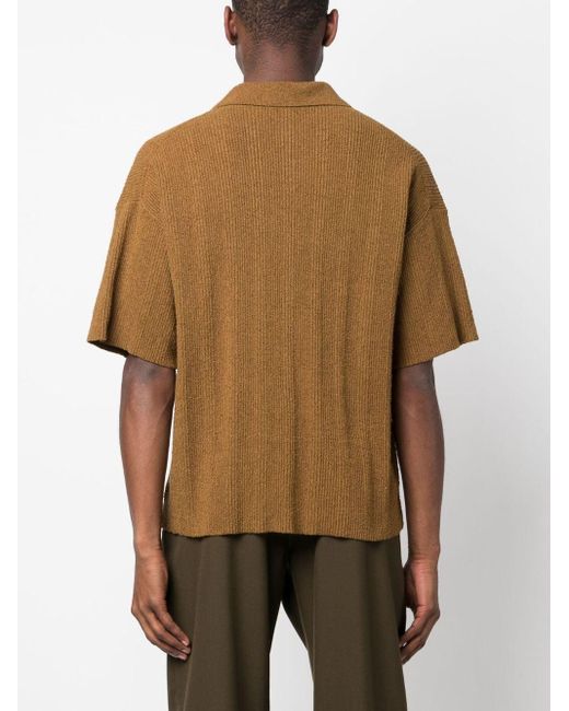 Nanushka Brown Knitted Short-sleeve Shirt for men