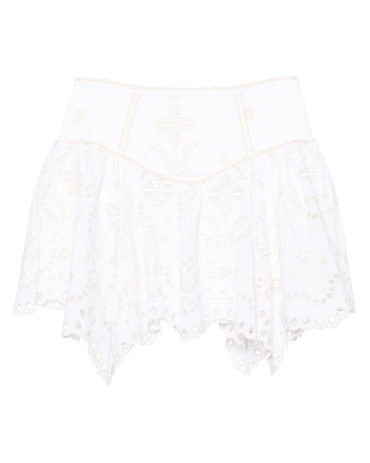 Charo Ruiz White Pauline Embroidery Mini Skirt