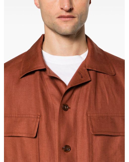 Giacca-camicia con bottoni di Tagliatore in Brown da Uomo