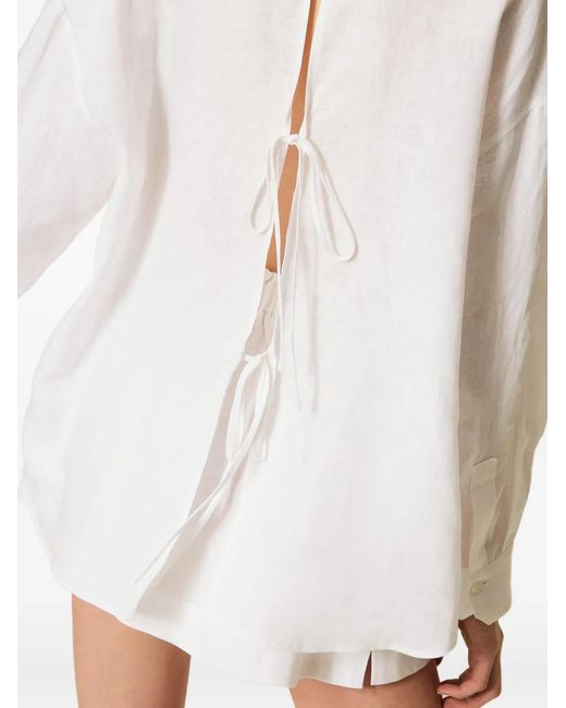 Twinset White Chest-Pocket Tie-Back Shirt