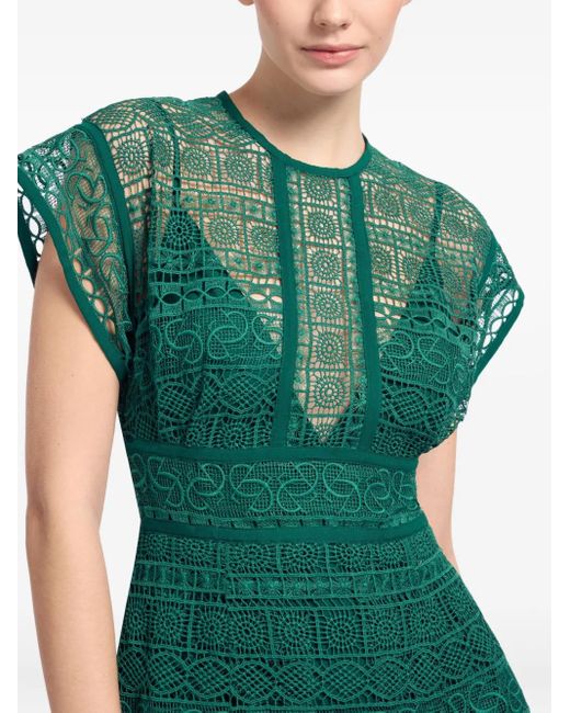 Elie Saab Green Macramé Midi Dress