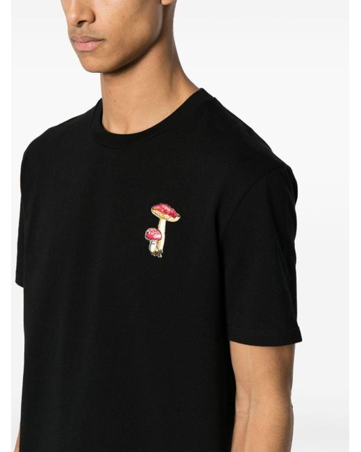 Jil Sander Black Mushroom-embroidered Cotton T-shirt for men