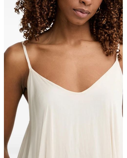 Haveone White V-Neck Pleated Mini Dress