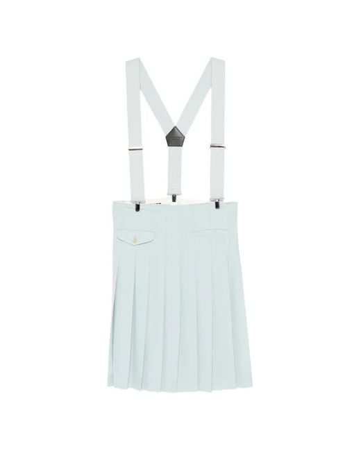 Comme des Garçons Blue Pleated Suspender Skirt for men