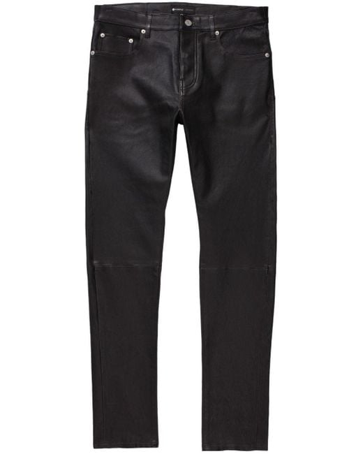 Purple Brand Black P001 Leather Skinny Jeans for men