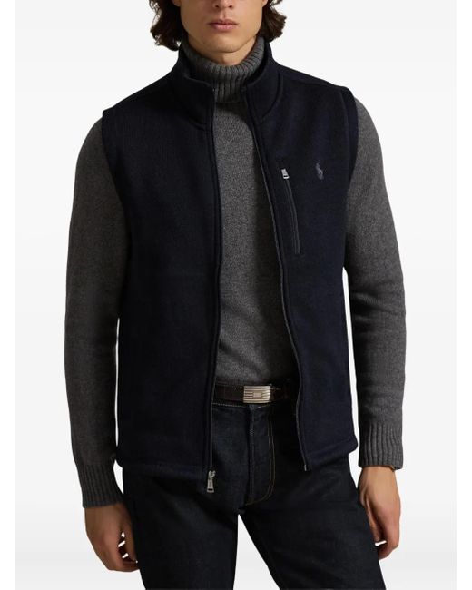 Polo Ralph Lauren Blue Zip-Up Sleeveless Gilet for men