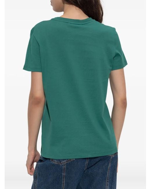 Max Mara Green Embroidered-Logo T-Shirt
