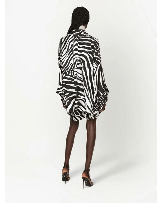 Dolce & Gabbana Multicolor Zebra-Print Twill Shirt