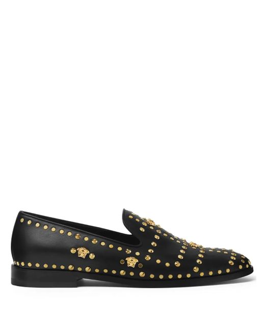 Versace Black Medusa Studded Slippers for men