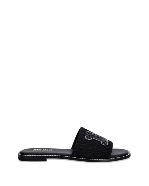 Max Mara Black Logo-Appliqué Sandals