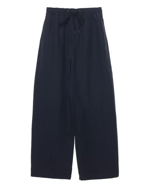 Studio Nicholson Blue Drawstring Linen-Blend Trousers for men