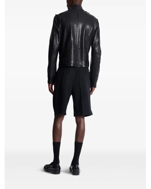Balmain Black Belted Leather Biker Jacket for men
