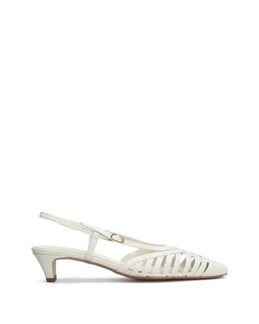 BIANCADI White Caged-Design Slingback Pumps