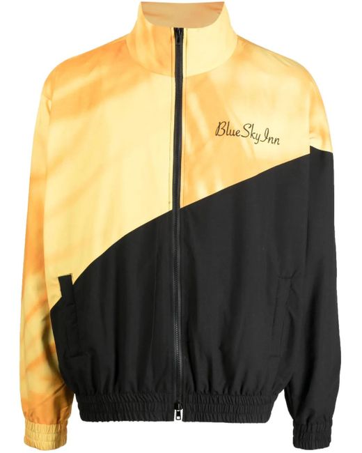 BLUE SKY INN Black Embroidered-Logo Two-Tone Jacket for men
