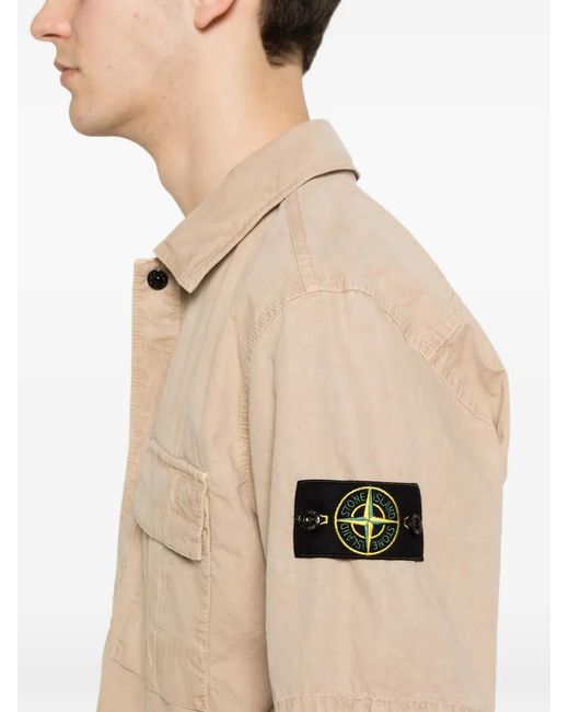 Stone Island Natural Chest-Pocket Short-Sleeve Shirt for men