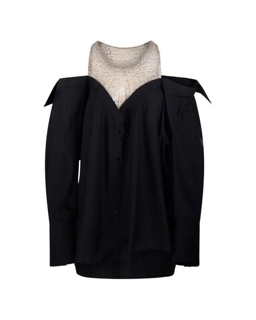 GIUSEPPE DI MORABITO Black Crystal-Embellished Off-Shoulder Dress