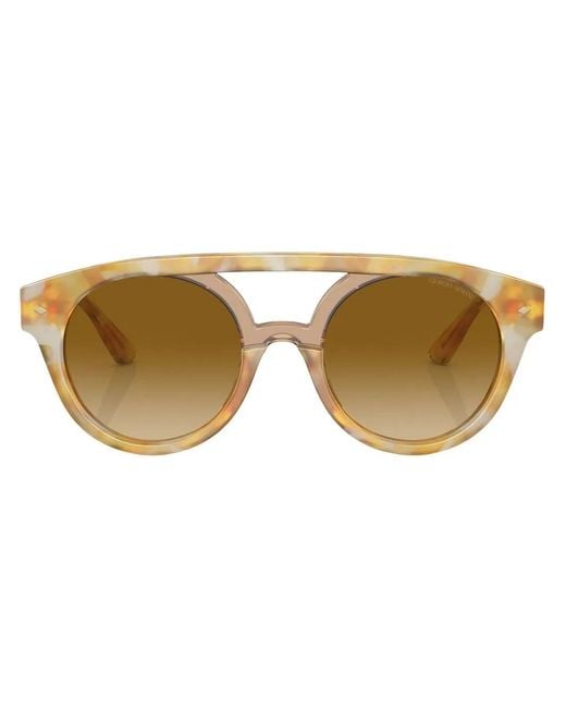Giorgio Armani Natural Tortoiseshell-Effect Rounded Sunglasses for men