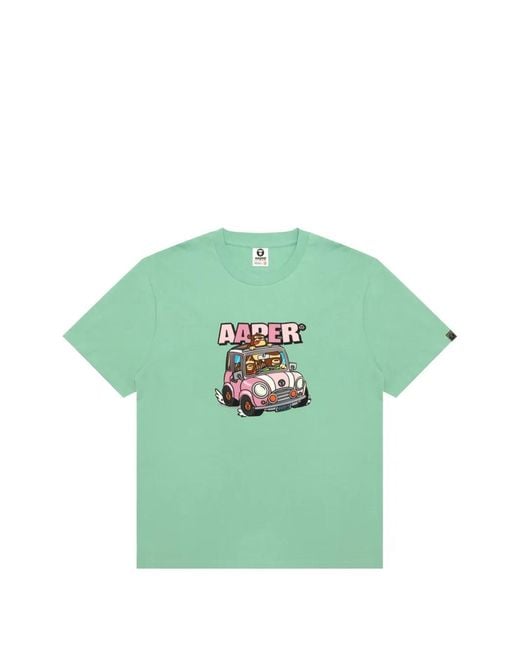 Aape By A Bathing Ape Green Cartoon Graphic T-Shirt for men
