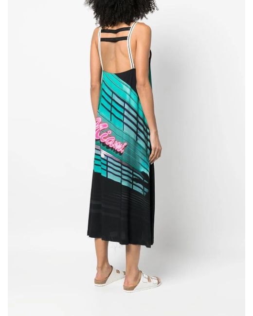 Palm Angels Green Miami Graphic-Print Midi Dress