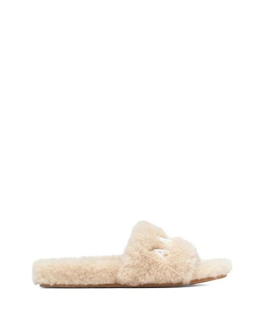 Amiri White Shearling Slides