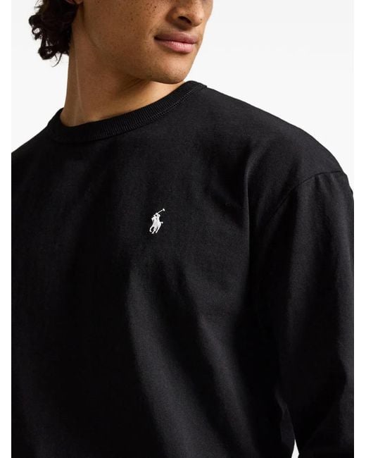 Polo Ralph Lauren Black Logo-Embroidered Sweatshirt for men