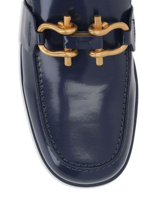 Bottega Veneta Blue Bucle-detail Leather Loafers
