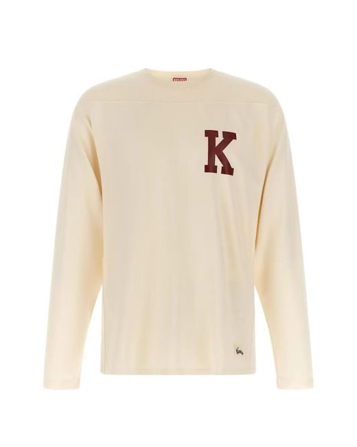 KENZO White Varsity-Logo Long-Sleeve T-Shirt for men