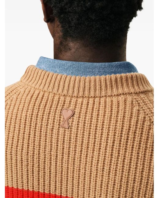 Pull En Laine À Coutures Croisées AMI en coloris Orange