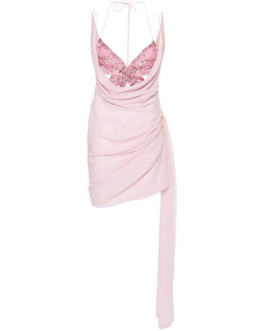Blumarine Pink Butterfly-motif Silk Dress