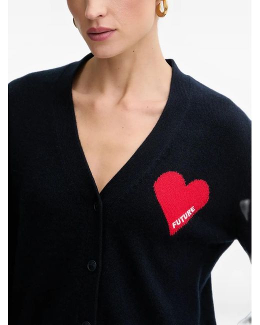 From Future Black Heart-Motif Buttoned Cardigan