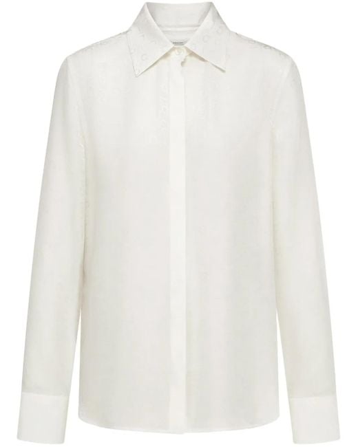 Ferragamo White Monogram Print Silk Shirt