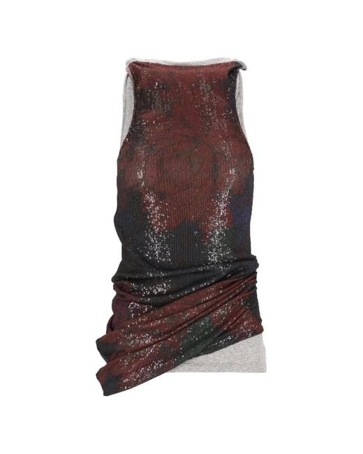 Maison Margiela Brown Printed Draped Top