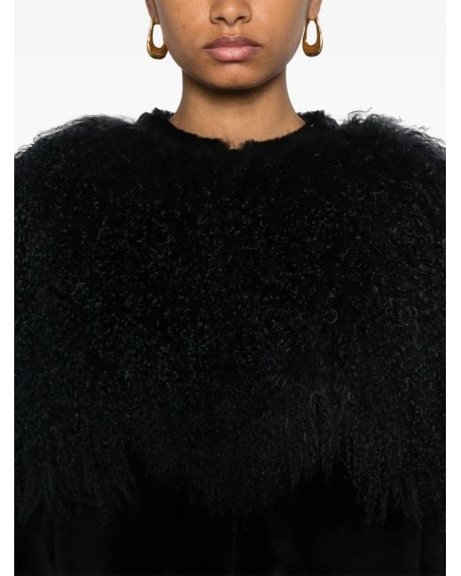 Chloé Black Shearling-Trim Jacket