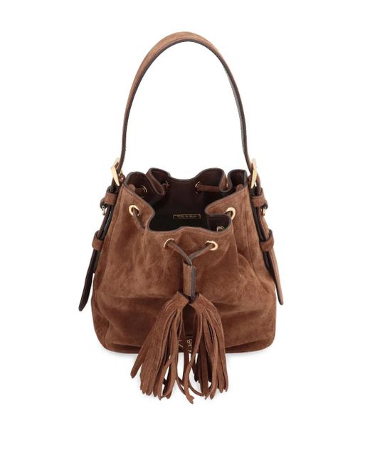 Borsa A Secchiello Con Logo di Prada in Brown