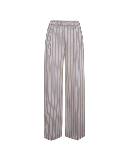 Semicouture Gray Striped Pleated Trousers